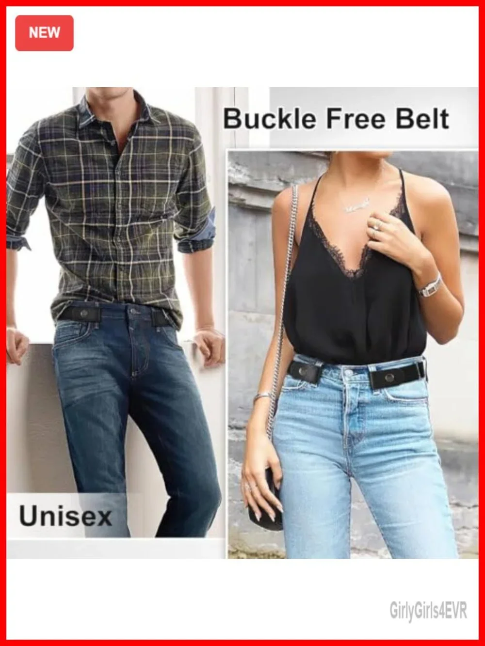 Buckle Free Elastic Belt Unisex Stretch Invisible No Bulge Adjustable Leather